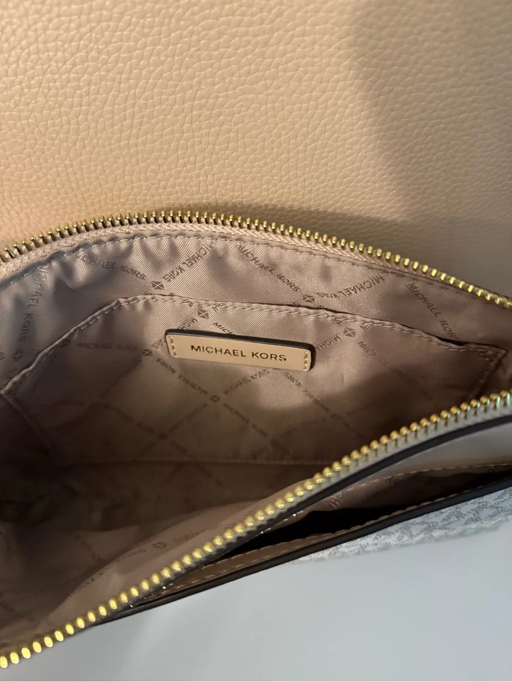 Michael Kors Neutral Beige Tote with MK Signature Wristlet